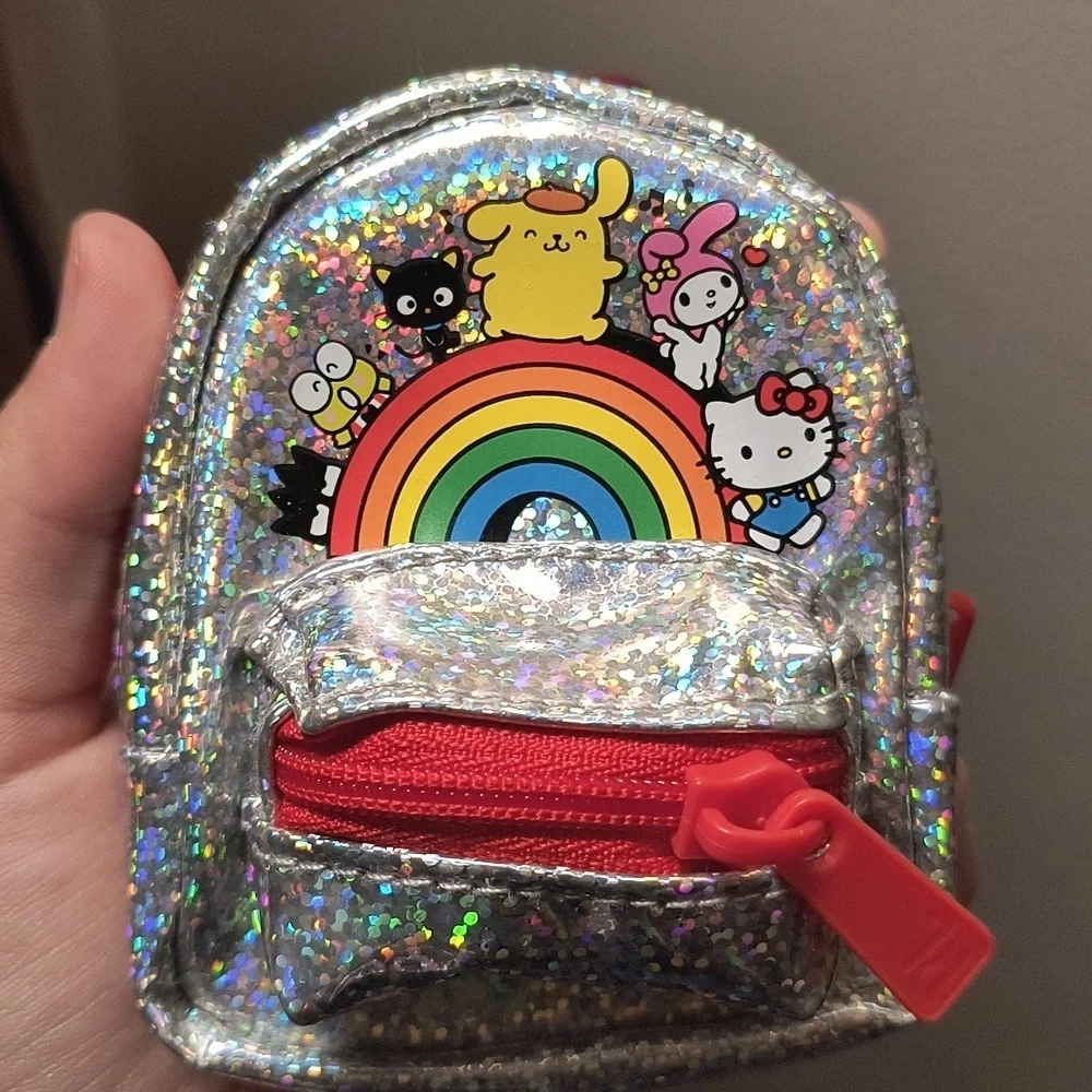 Sanrio Silver Glitter Mini Backpack with Rainbow